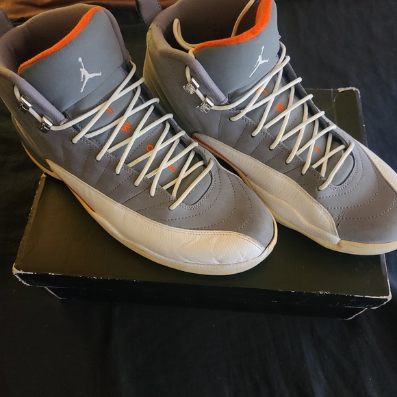 Jordan Retro 12 "Cool Grey" | Shoes | Grey/White/Orange | Size: 11.5 | Sneakers - Picture 11 of 12
